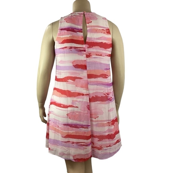 Calvin Klein Watermelon Stripe Georgette Shift Dress Size 12 - Picture 5 of 7